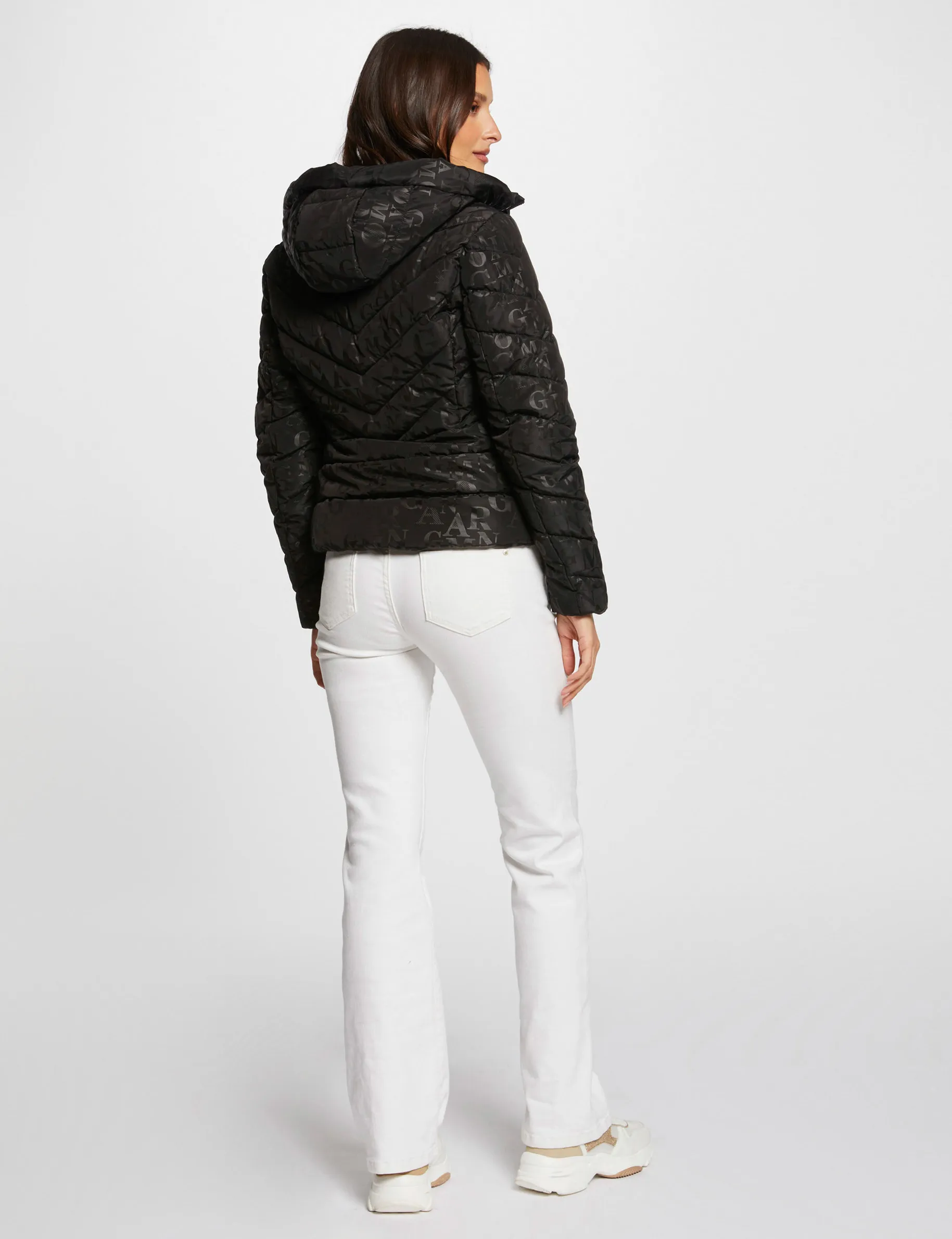 Padded jacket monogram print black women