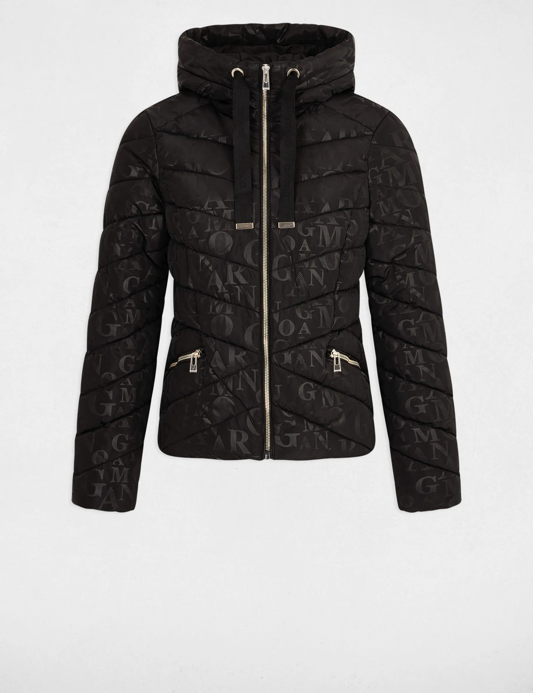 Padded jacket monogram print black women