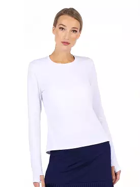 Parker Long Sleeve Crew Neck Top - White