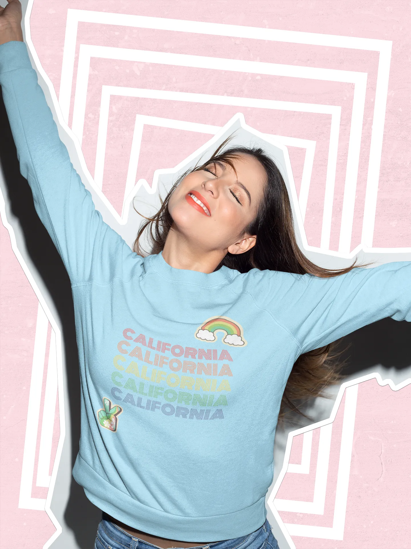 Peace Love & California HD Crewneck Sweatshirt