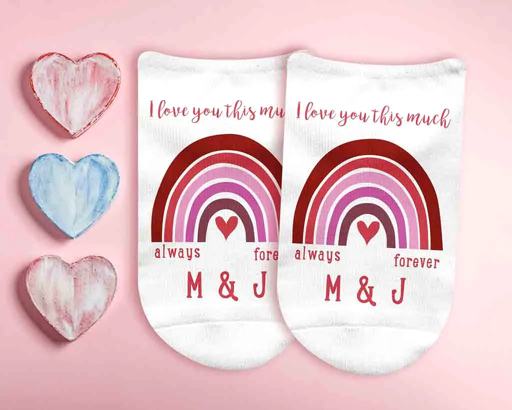 Personalized I Love You This Much with Pink Rainbow Design