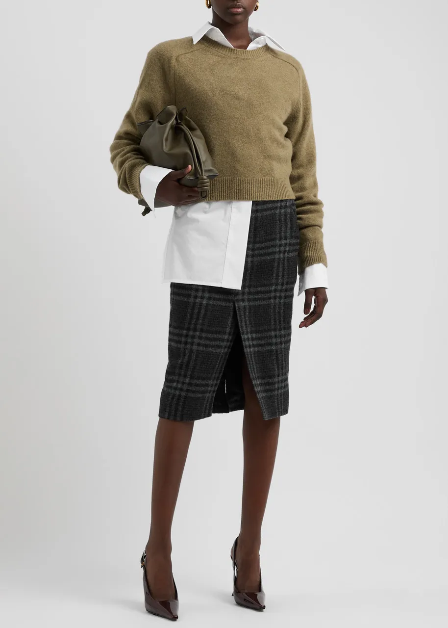 PETAR PETROV Born Sleepy checked wool midi skirt  -                         -                     -                