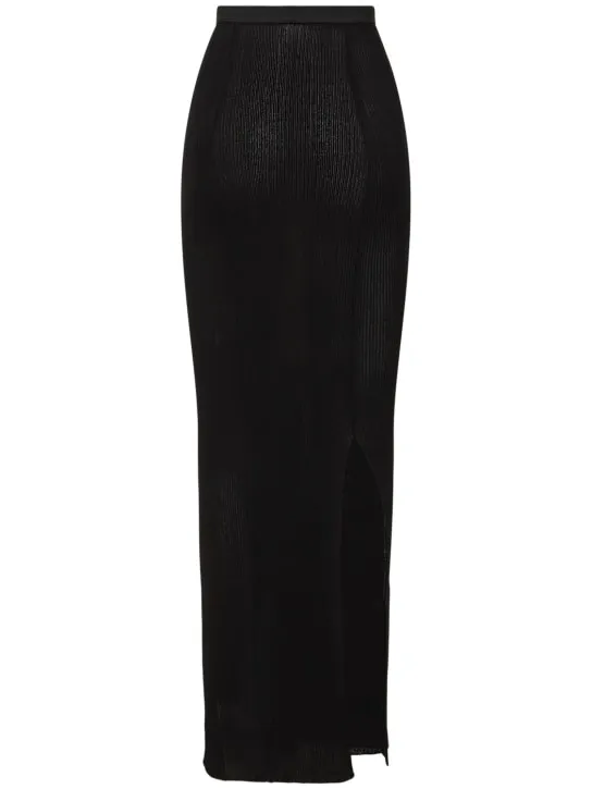 Petar Petrov   Silk rib knit high slit long skirt 