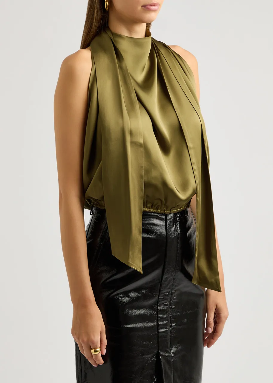 PETAR PETROV The Slippery halterneck satin top  -                         -                     -                