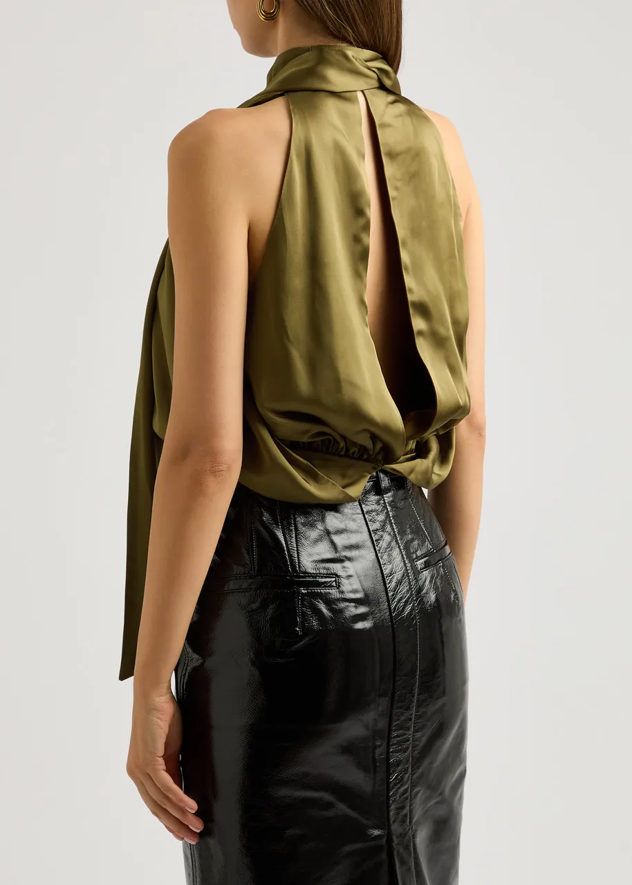 PETAR PETROV The Slippery halterneck satin top  -                         -                     -                