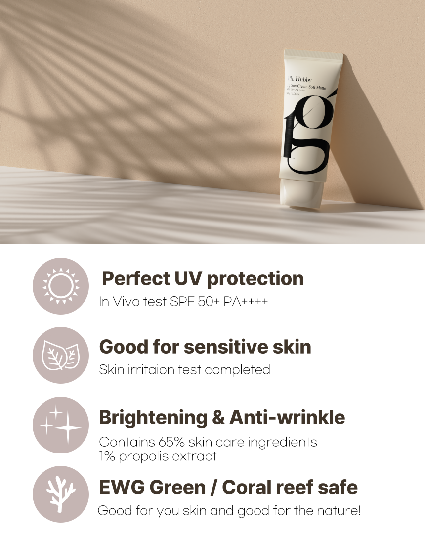 Ph. Hubby 1g Soft Matte Sun Creams Tube Type Whitening SPF50+ PA++++ 50ml No White Cast Facial Sunscreens Skincare Sunblock UV F