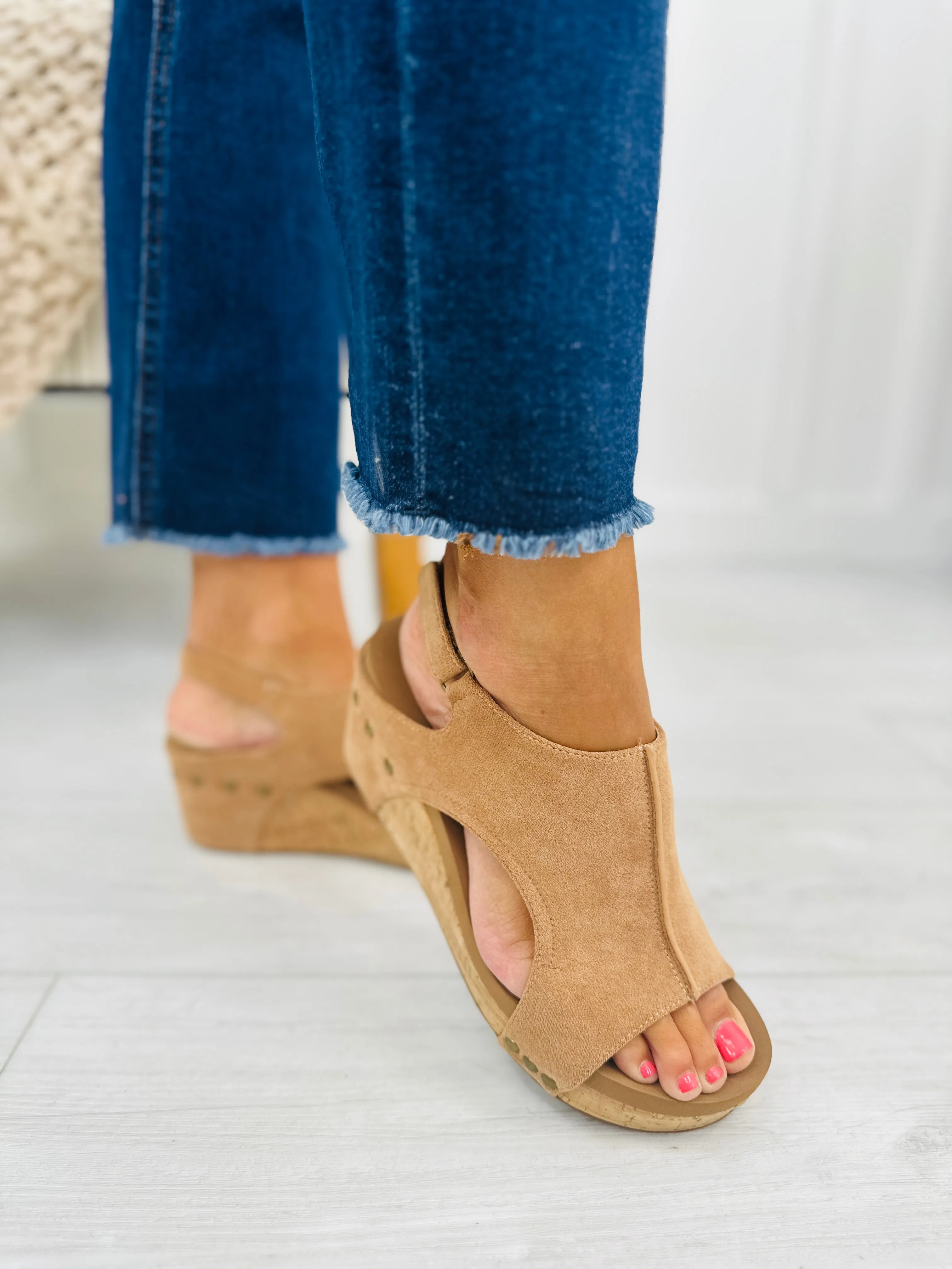 Pier Perfection Wedges In Camel Suede