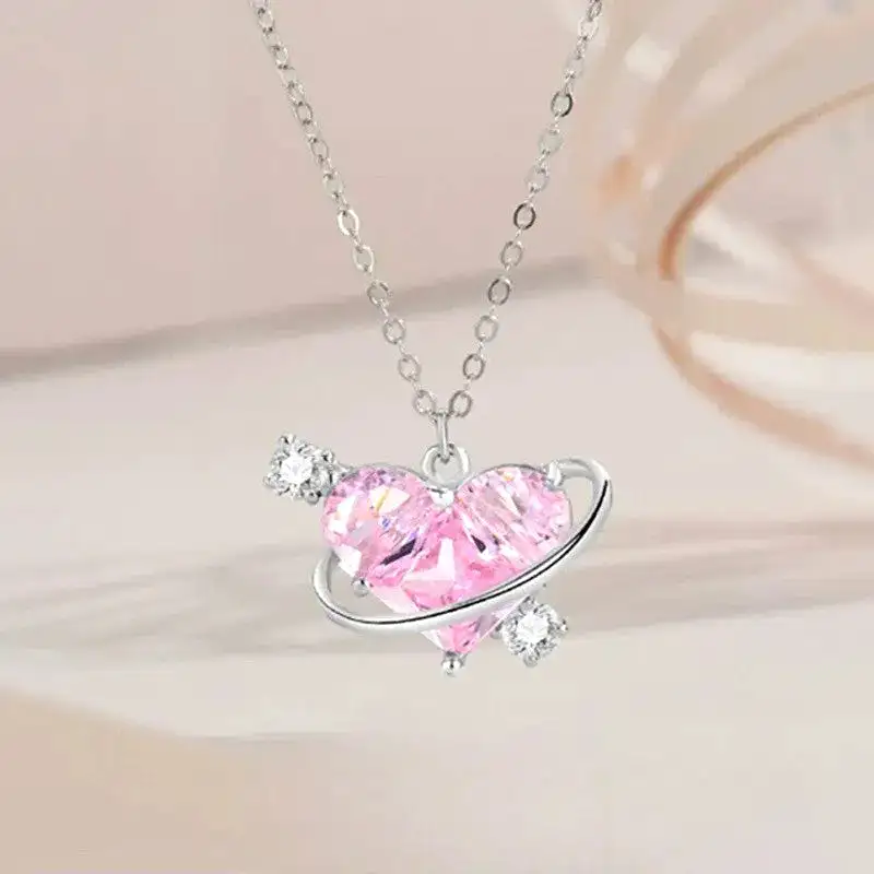 Pink Planet Love Necklace SP19336