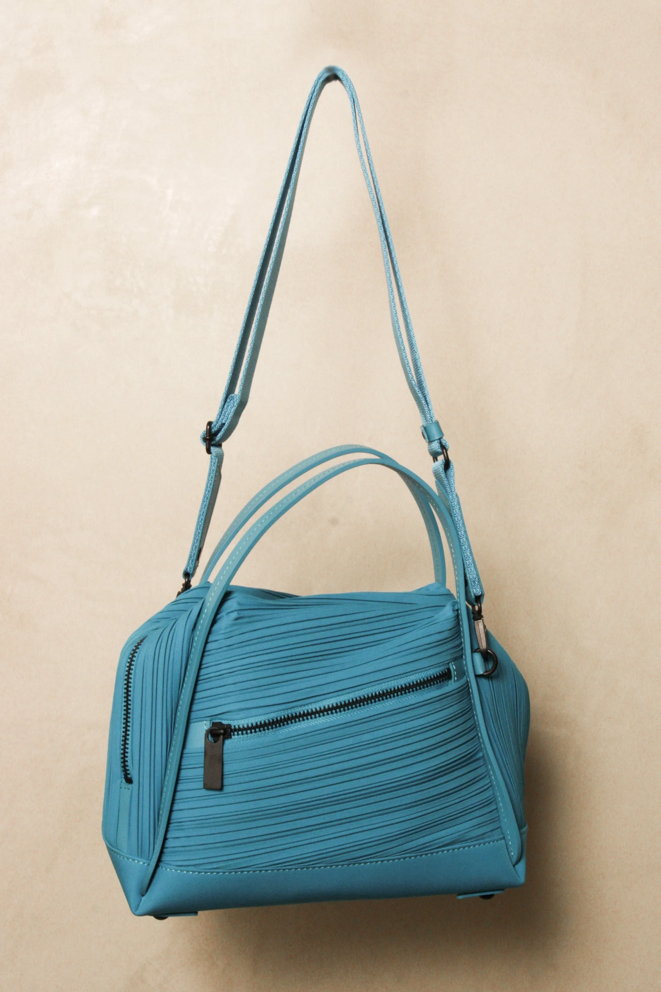 Pleated Crossbody Bag Aqua