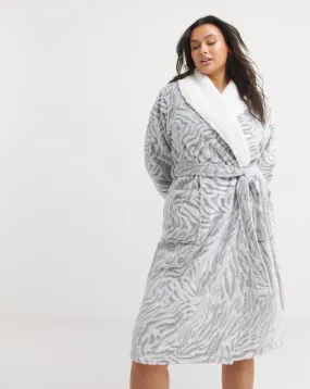 Pretty Secrets Zebra Print Tie Waist Dressing Gown | Simply Be