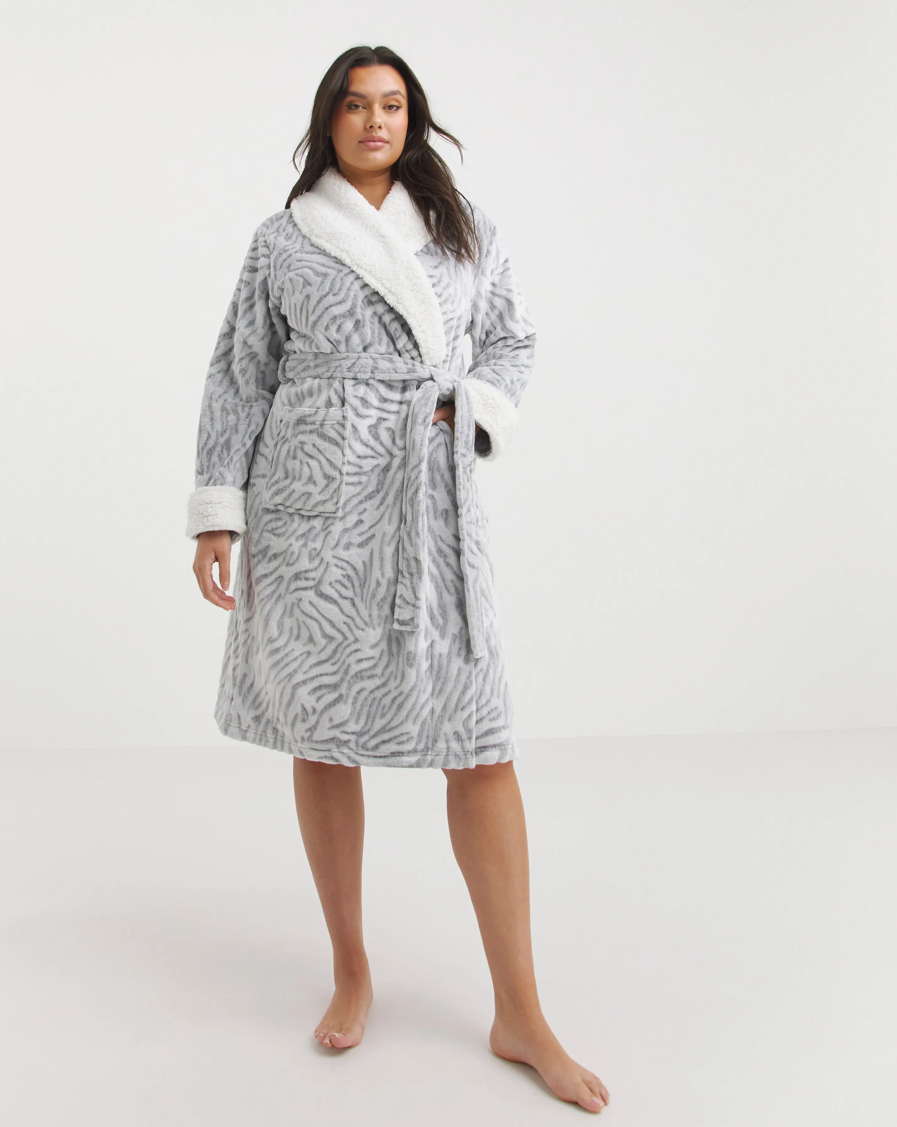 Pretty Secrets Zebra Print Tie Waist Dressing Gown | Simply Be