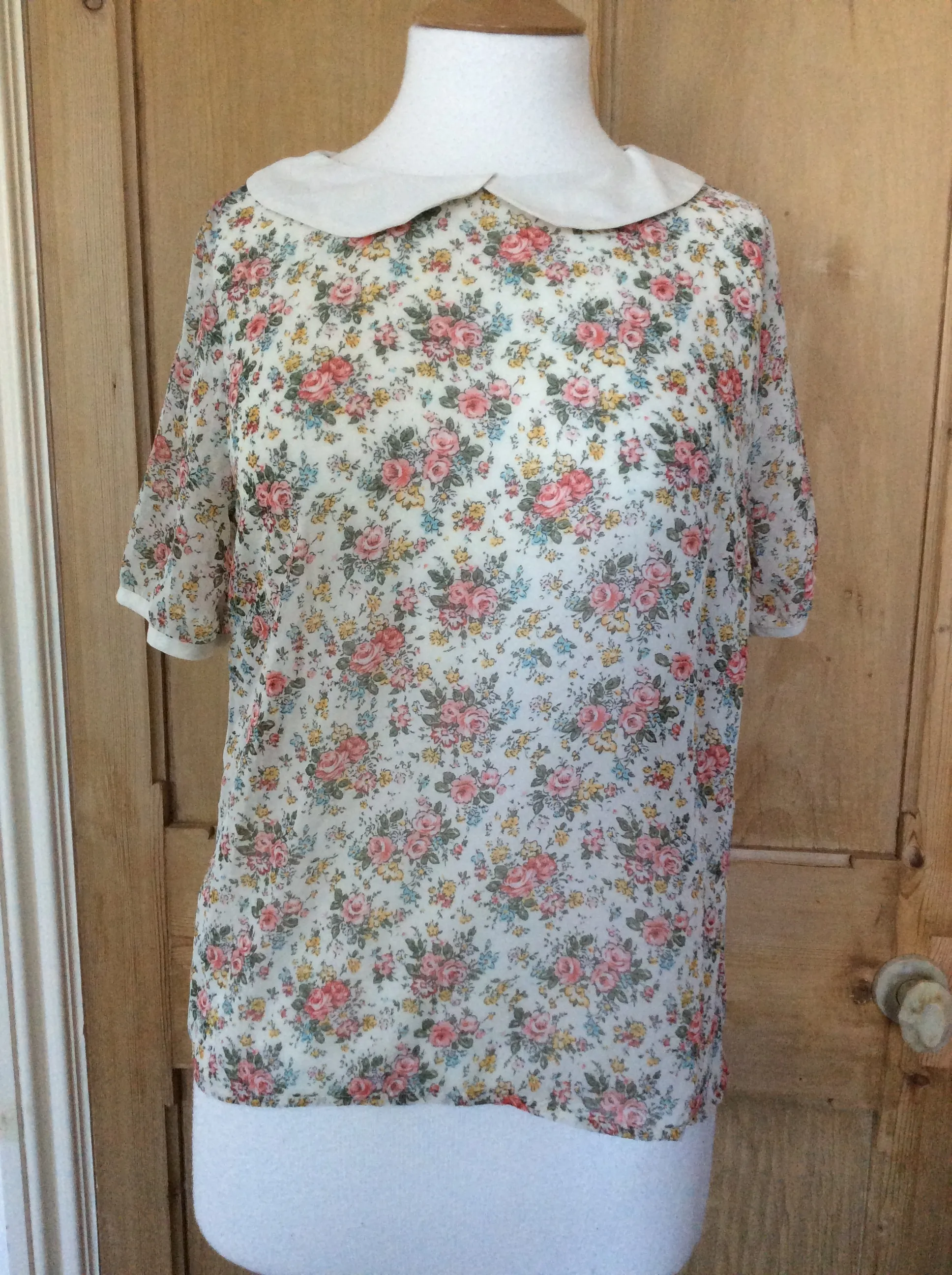 Primark  |Flower Patterns Chiffon Medium Short Sleeves Elegant Style