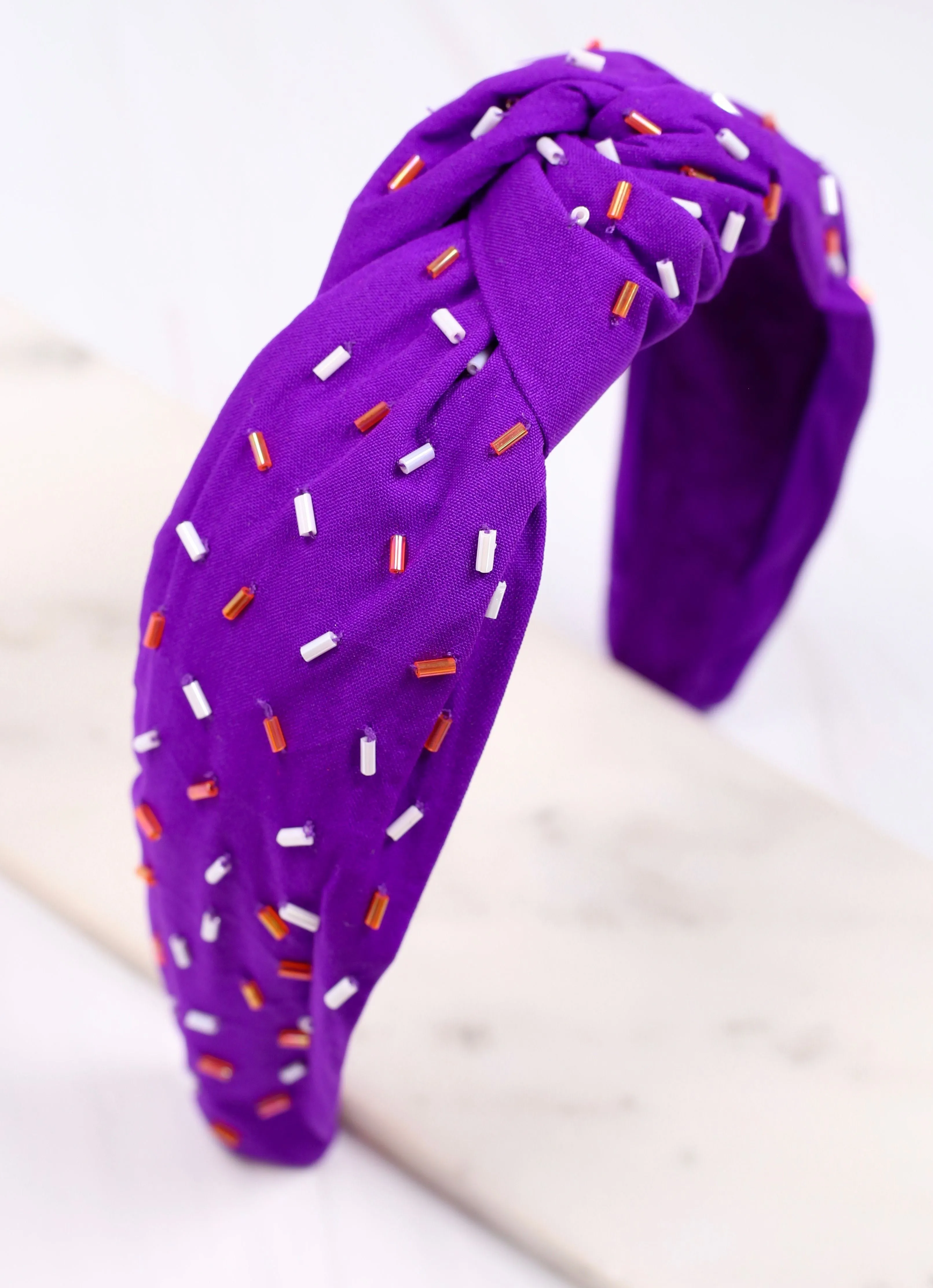 Randall Confetti Bead Headband PURPLE ORANGE