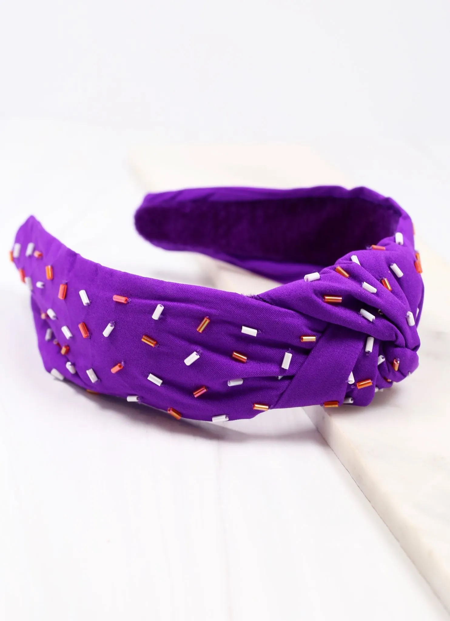 Randall Confetti Bead Headband PURPLE ORANGE