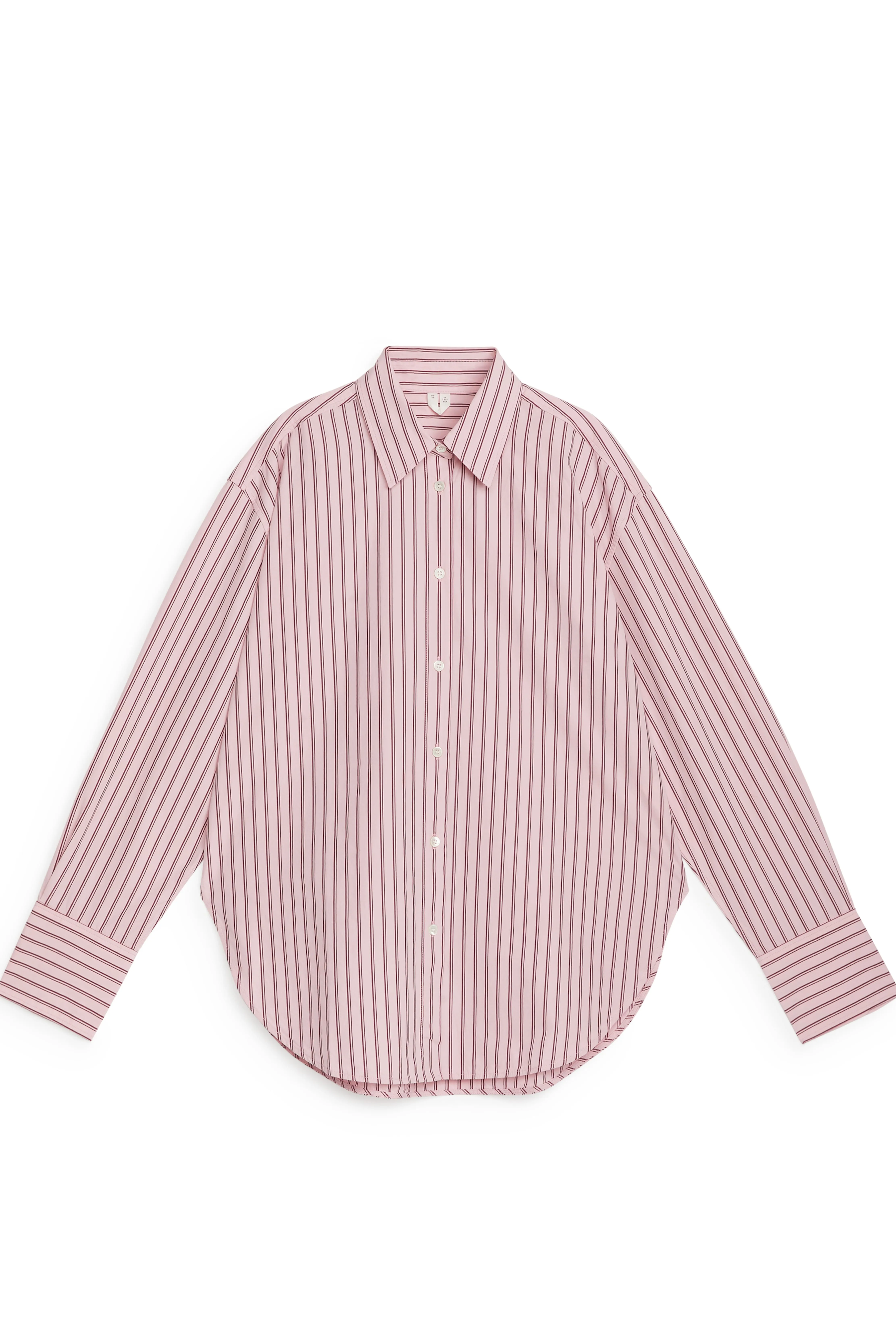 Relaxed-Fit Poplin Shirt - Long sleeve - Regular length - Pink/Burgundy - Ladies | H&M GB