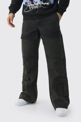 Relaxed Flared Oil Wash Ripstop Cargo Trousers