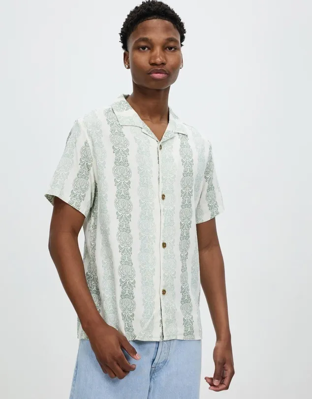 Rhythm  |Tropical Patterns Linen Street Style Short Sleeves Shirts