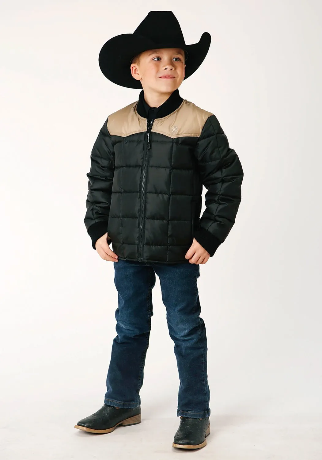 Roper Boys Western Polyfill Black 100% Polyester Softshell Jacket