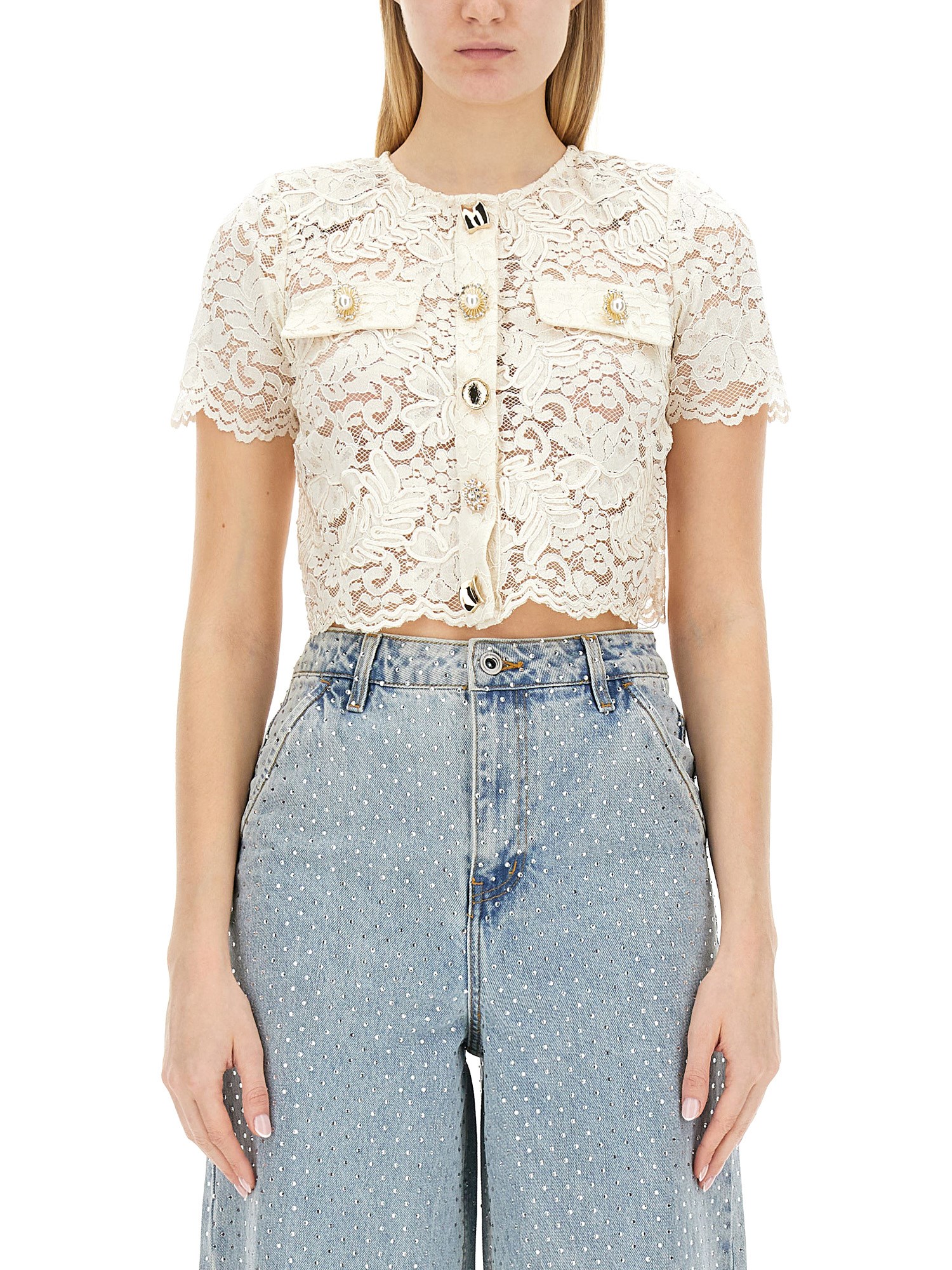 SELF-PORTRAIT    CROPPED LACE TOP