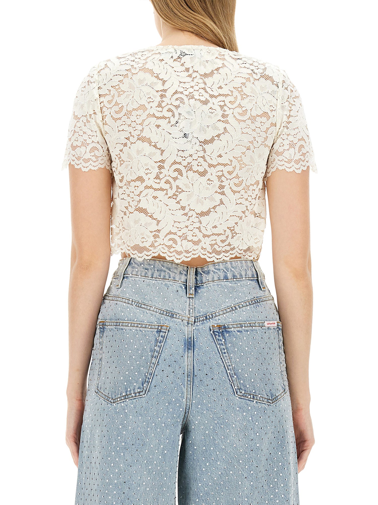 SELF-PORTRAIT    CROPPED LACE TOP