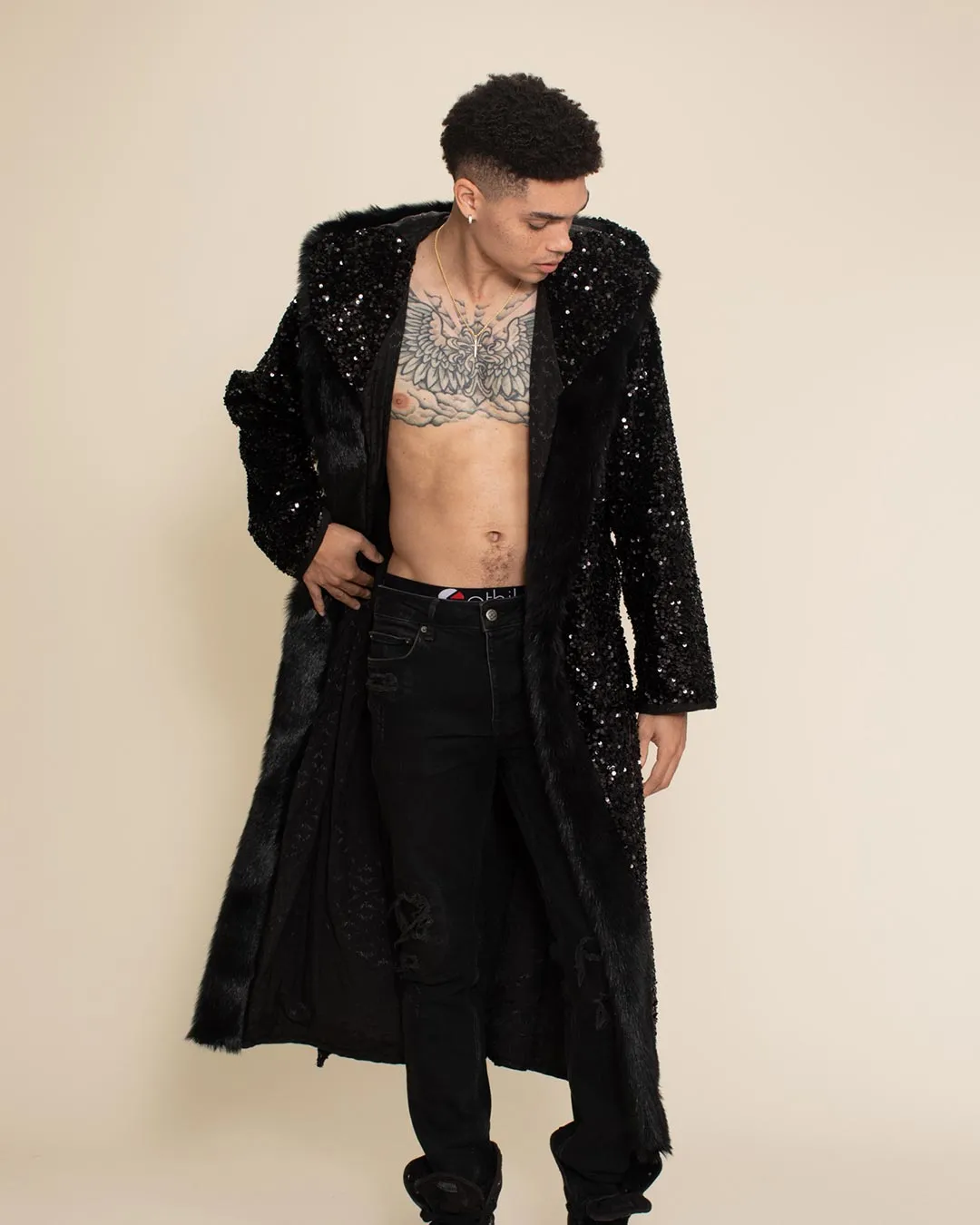 Sequin Black Panther Classic Faux Fur Style Robe | Men's