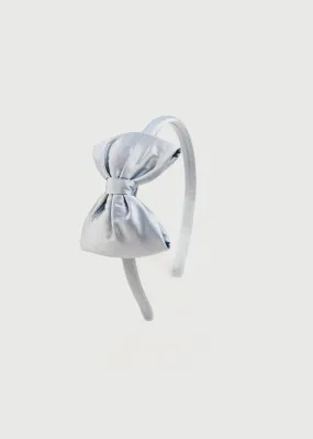 Silk Small Bow Headband in Blue