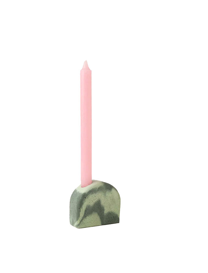 Smith And Goat Arch Concrete Candle Holder Khaki / Mint