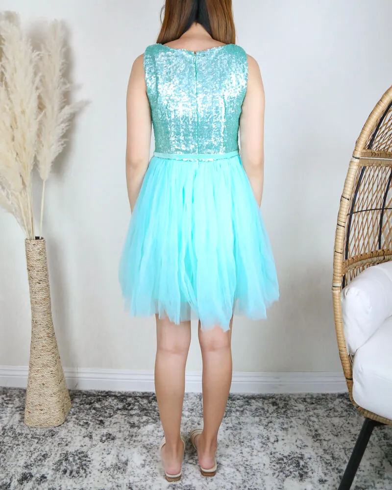 Sugar Plum 2.0 Party Dress with Tulle Skirt in Mint