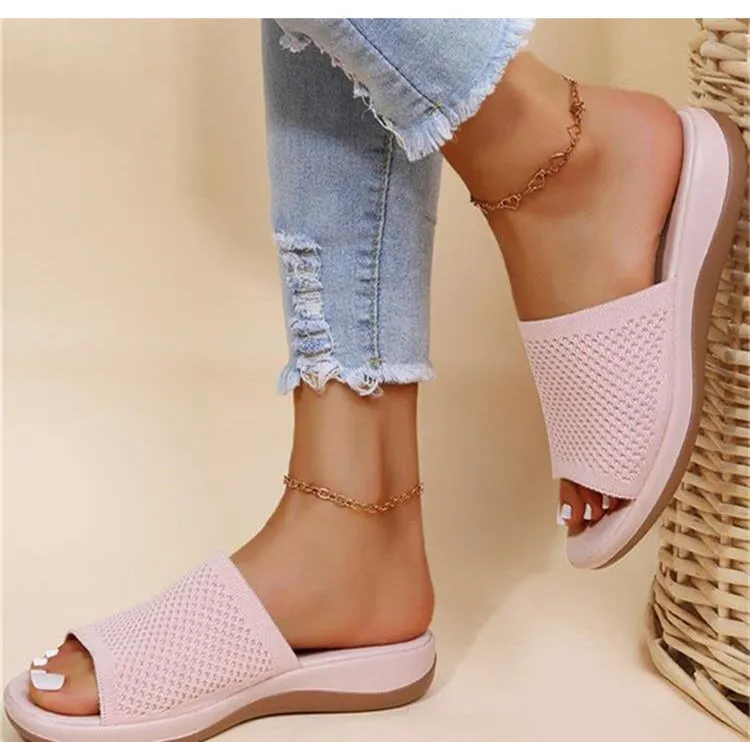 Summer Casual Breathable Comfy Walking Open Toe Slippers Shoes for Women