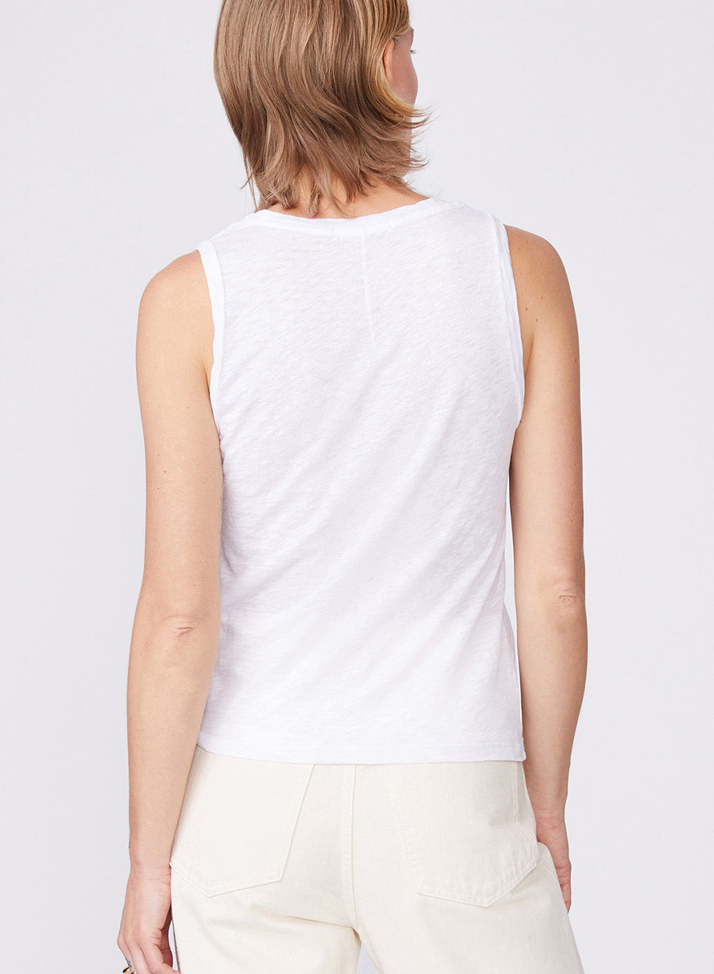 Supima Slub Square Neck Tank in White