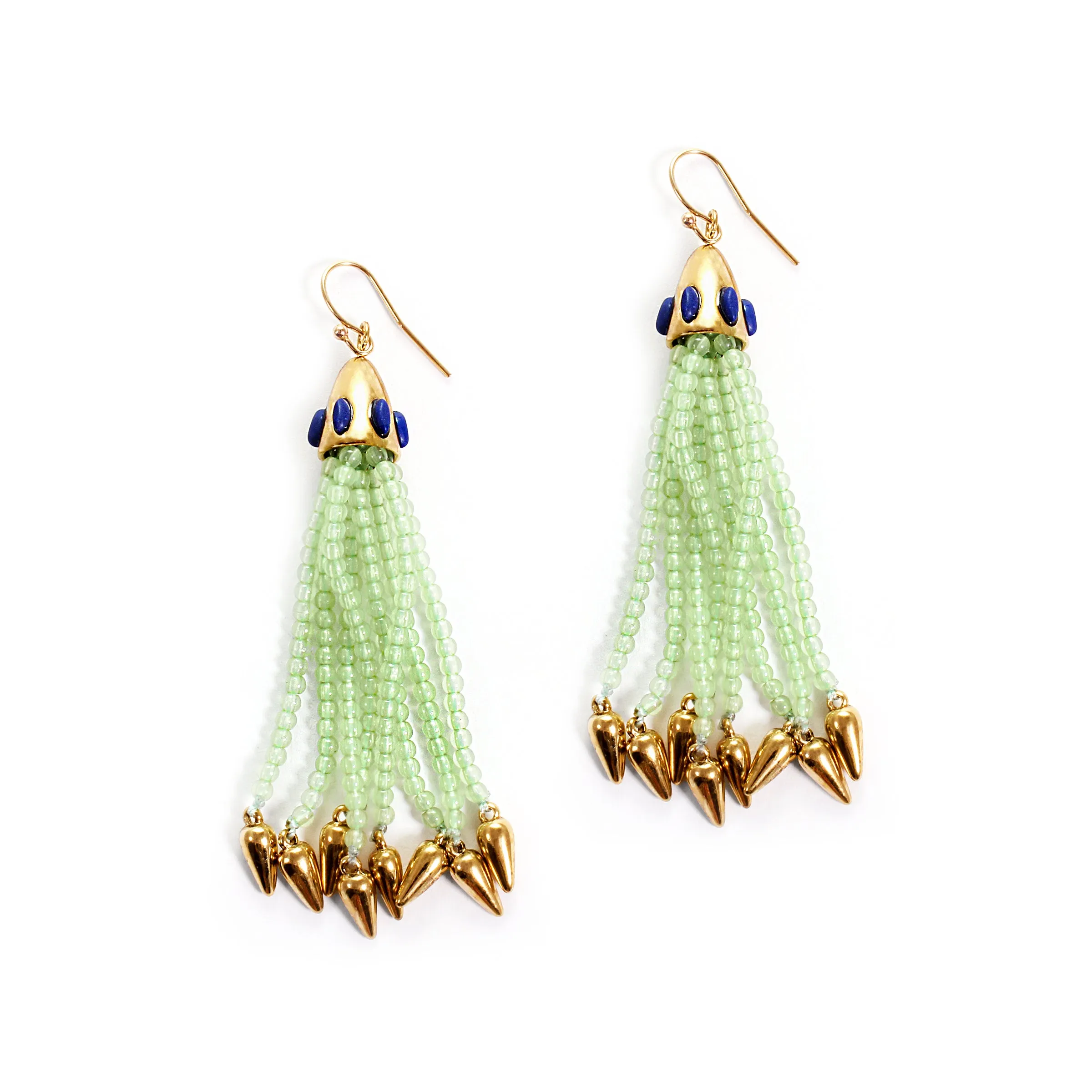 Swift Tassel Earring in Sodalite & Mint Glass