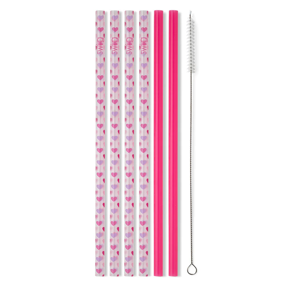 Swig - Falling In Love + Pink Reusable Straws