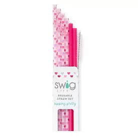 Swig - Falling In Love + Pink Reusable Straws