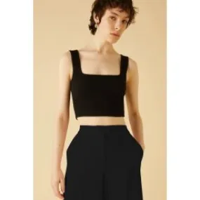 Top cropped aderente donna Nero