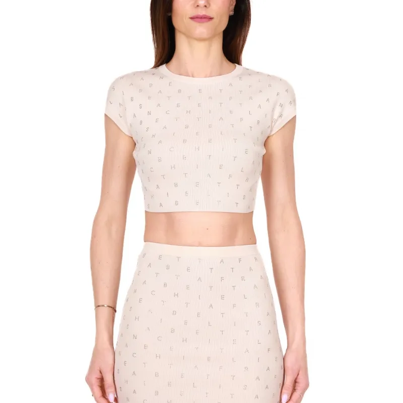 TOP CROPPED IN MAGLINA DI VISCOSA, BEIGE