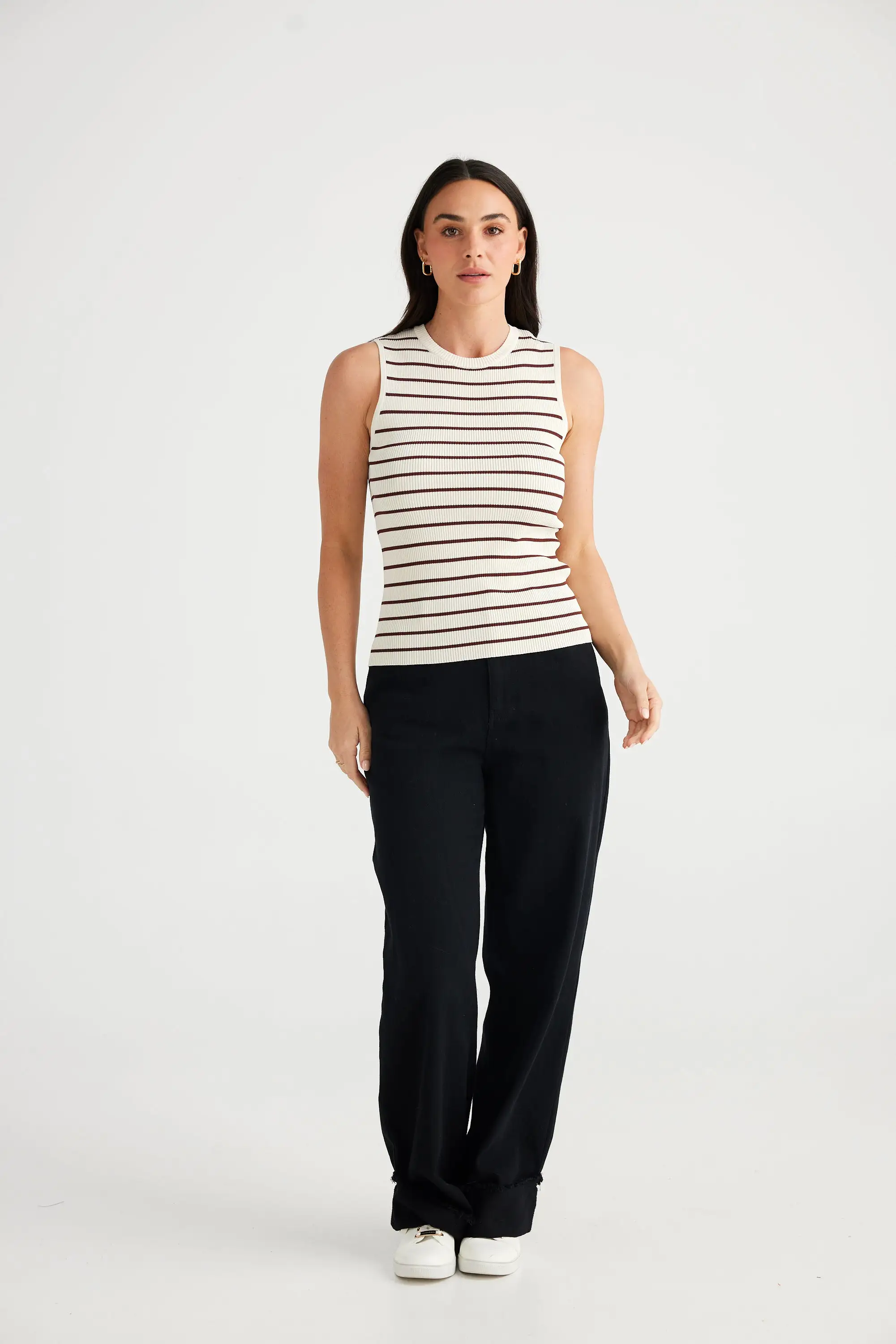 Tori Thin Stripe Tank - White Black