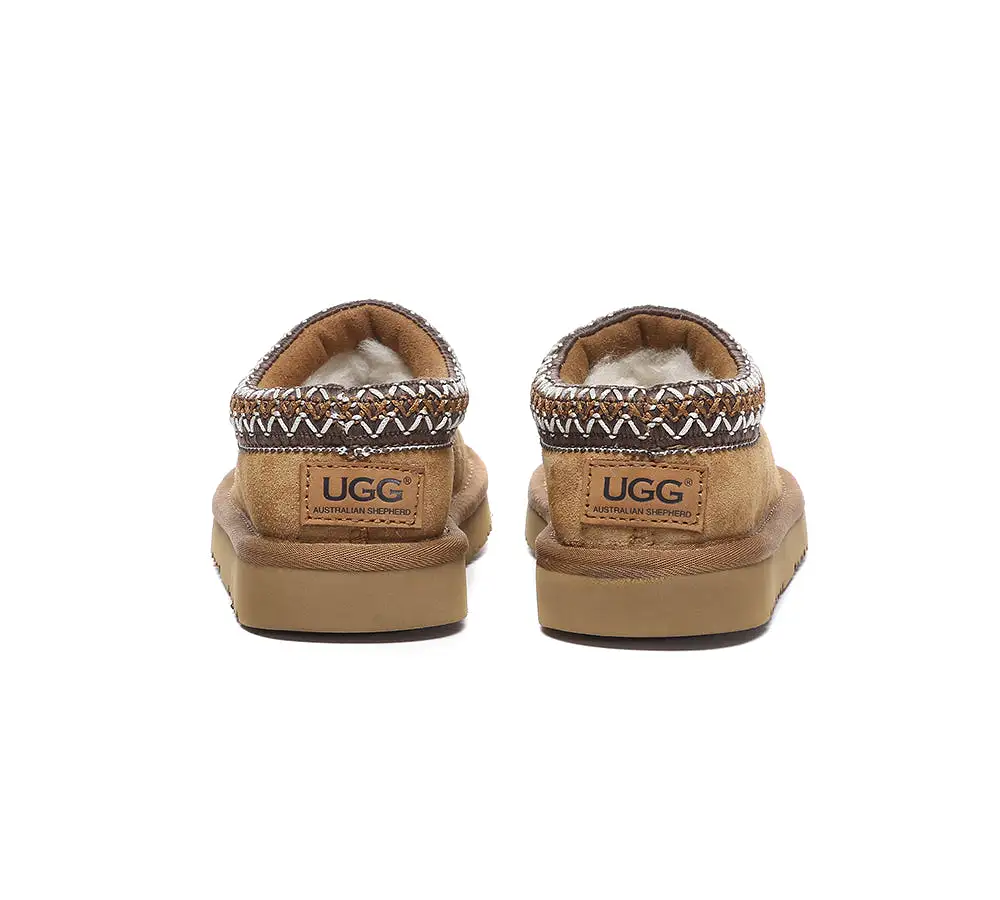 UGG AUSTRALIAN SHEPHERD Kids Sheepskin Wool Ankle Tazzy Slippers Hippie