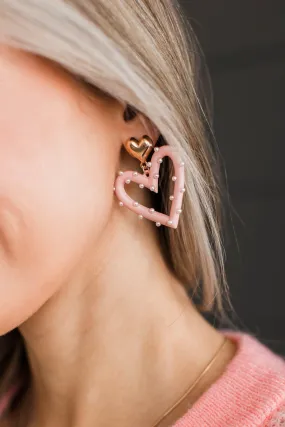 Unending Love Post Drop Earrings- Pink