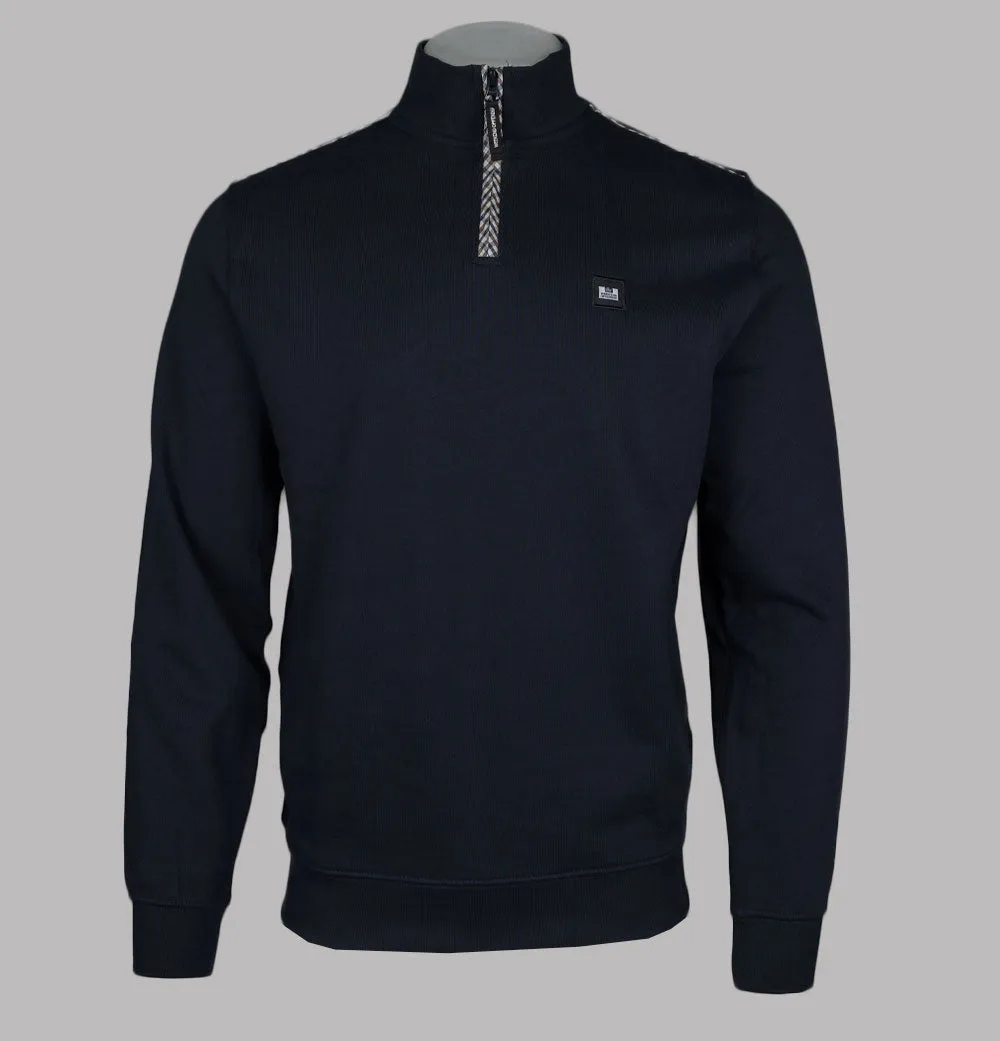 Weekend Offender Matisa Quarter Zip Sweatshirt Navy/House Check