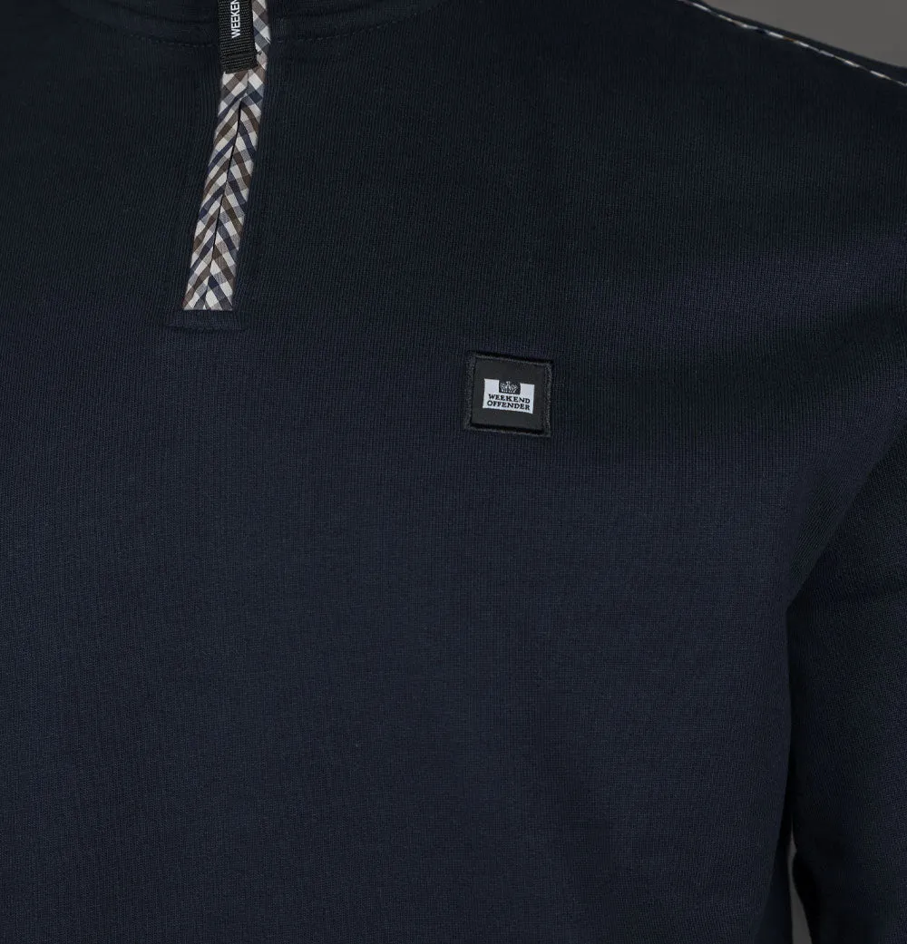 Weekend Offender Matisa Quarter Zip Sweatshirt Navy/House Check