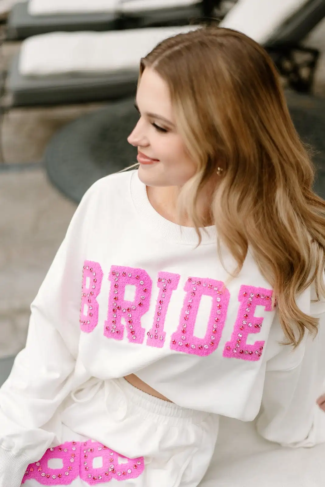 White Bride Lounge Set Sweatshirt