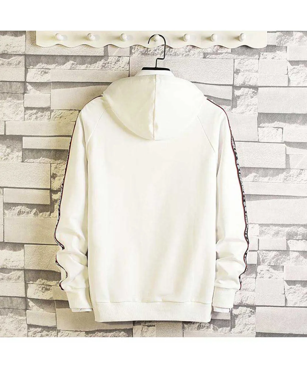 White OK letter pattern print pull over hoodies