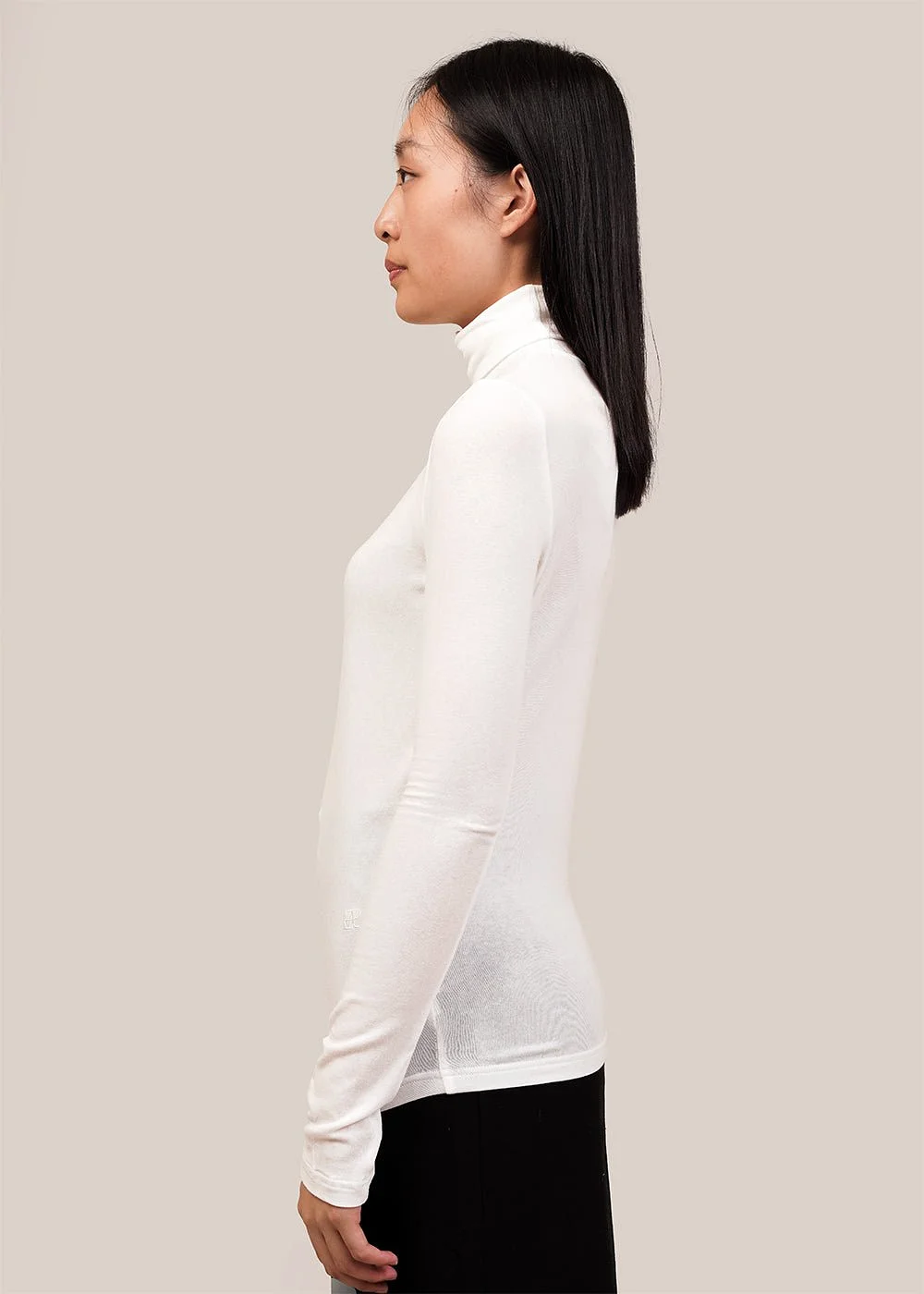 White Roll Neck Jersey Top