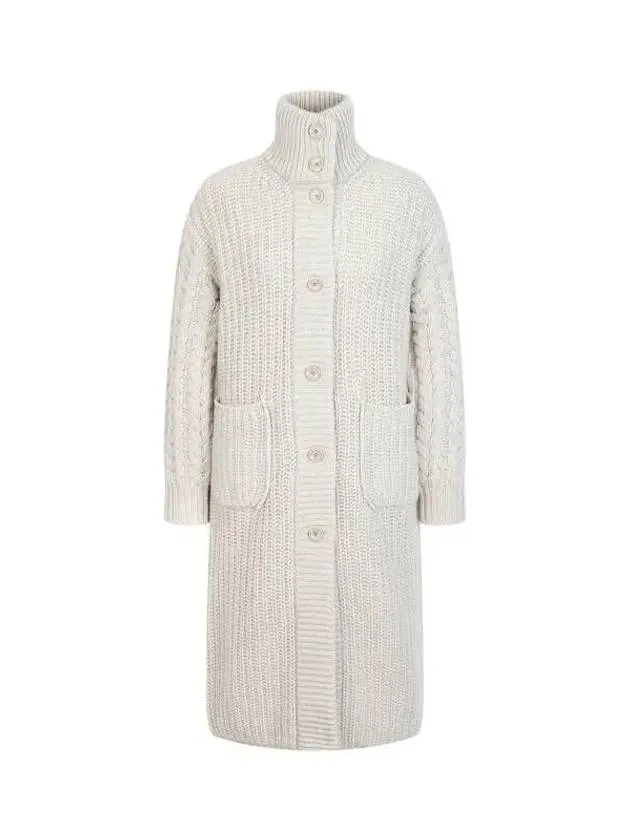 Women s Knitted Wool Single Coat Beige 270219