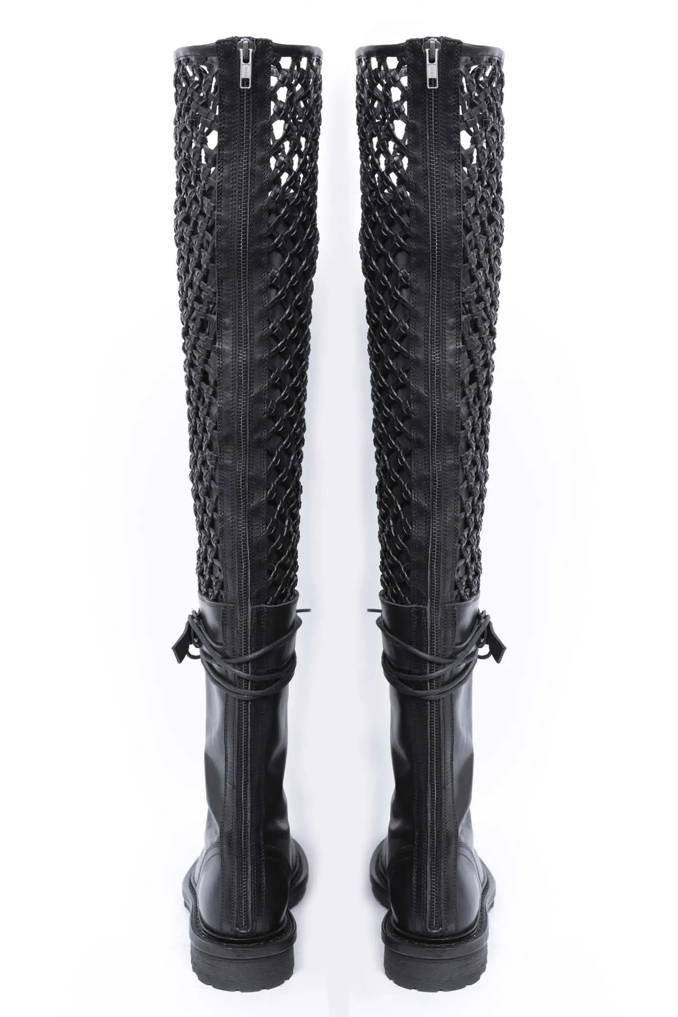 WOMENS RUNWAY NET LACED HIGH ZIP BOOTS - TUCSON NERO