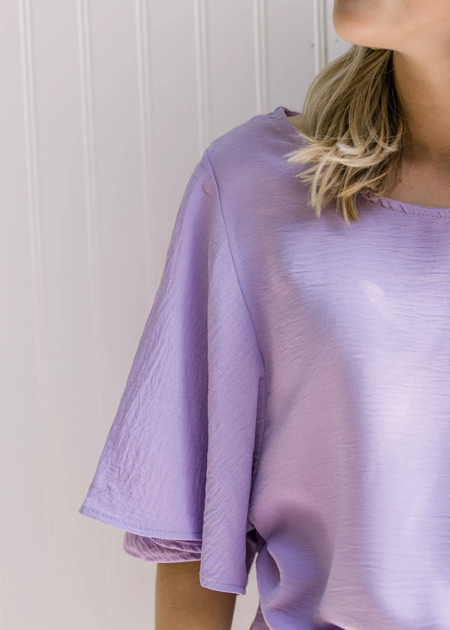 X Flattering Flowy Slightly Cropped Top in Lavender