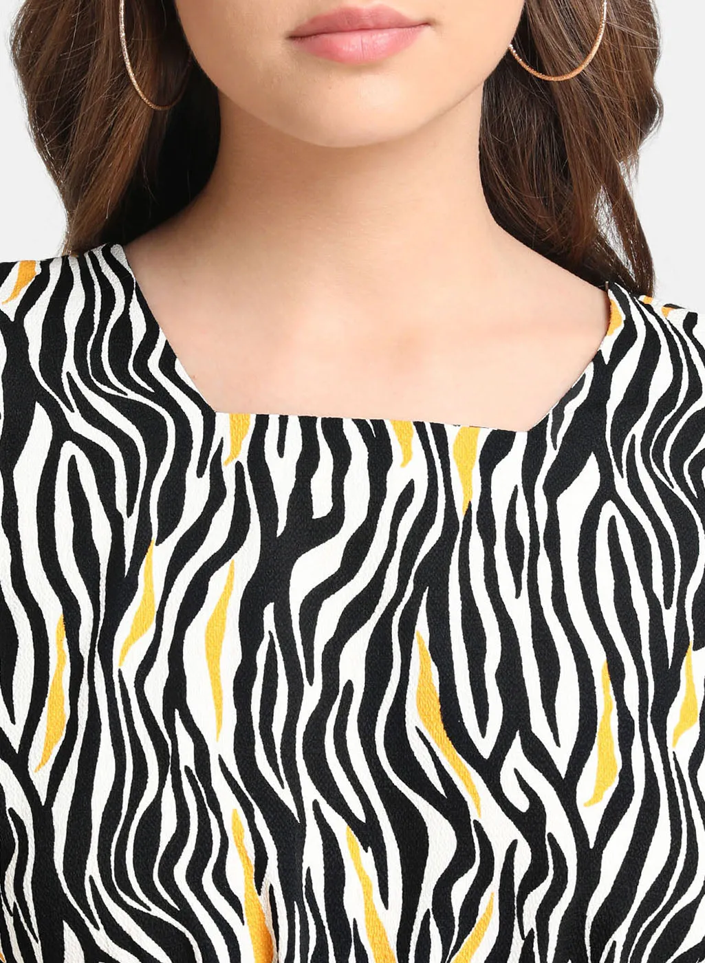 Zebra Print Top With Tie Knot